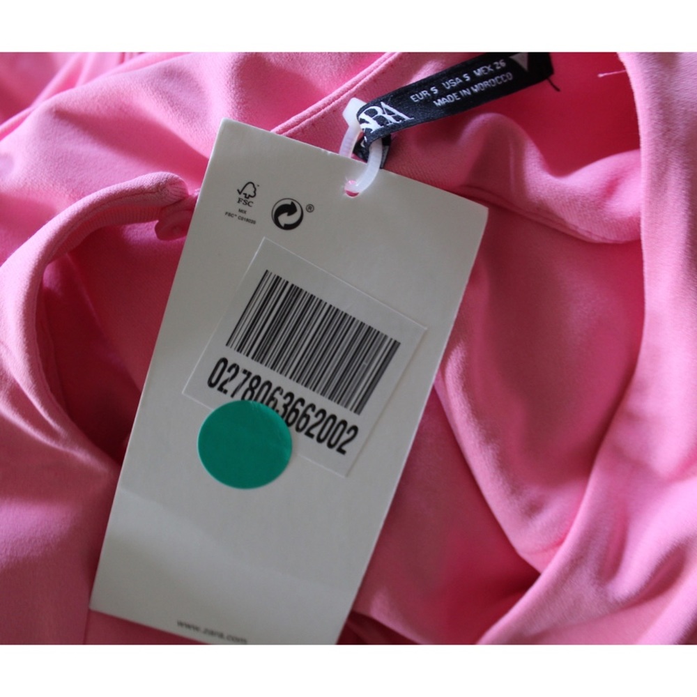 Zara Barbie Pink Draped Knotted Mini Dress Small - Picture 13 of 13
